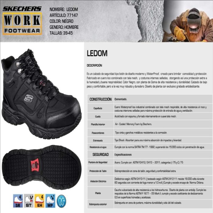 Skechers Botín Hombre Seguridad Ledom - Imagen 5